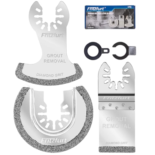 3 Pcs Diamond Oscillating Tool Blades Grout Removal Blade for Oscillating Tool Removal and Soft Tile Cut Semi Circle Finger Segment Swing Grit Grout Oscillating Saw Blades