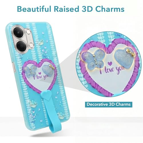 Image of Jkobi Back Cover Case for Vivo Y11 | Vivo Y21 5G (3D Cute Heart Strap Holder | Camera Protection | Designer Girls Print)