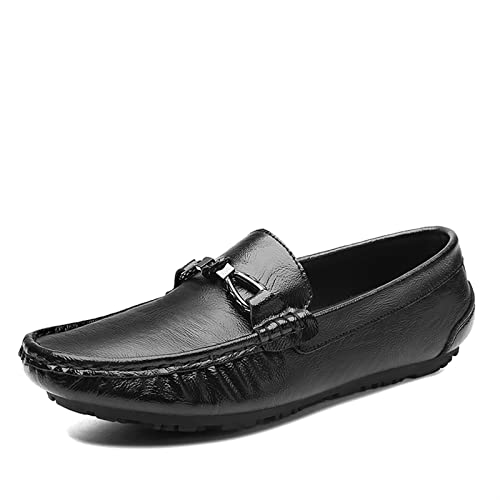 Mens Loafers Lightweight Simple Driving Loafers Leather Flexible Anti-Slip Comfortable Prom Wedding Slip-on