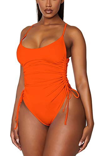 Image of Viottiset Women's Ruched High Cut One Piece Swimsuit Tummy Control Bathing Suit Monokini