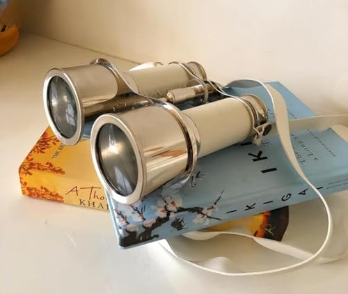 Binocular Náutico Cromado con Funda de Cuero Blanco 6" miniatura 1