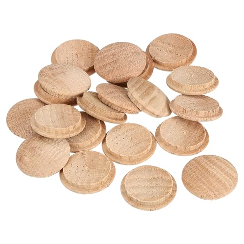 Image of uxcell 50 Pcs 0.98 x 1.18 Inch Wood Hole Plugs, Wooden Screw Hole Cover, Wood Pocket Button Plug for Chair Stair Craft Furniture Woodworking