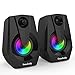 Smalody, altoparlanti per computer con subwoofer, sistema audio 2.1 alimentato, LED colorato, altoparlante multimediale con Bluetooth/Line-in/FM/USB e TF