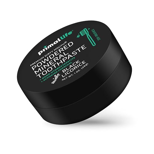 Image of Primal Life Organics - Dirty Mouth Toothpowder, Activated Charcoal Tooth Cleaning Powder, Essential Oils Natural Kaolin Bentonite Clay, 200+ Brushings, Organic Vegan (Charcoal Black Licorice, 1 oz)