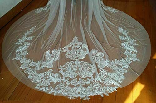 Veste de mariée grande taille blanche cape cathédrale 4m dentelle - 4