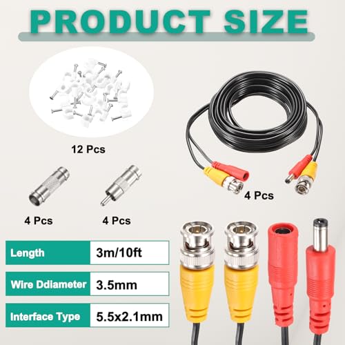 Cable BNC plug & play de 3m con extensión CC para una transmisión de vídeo estable y sin parpadeos 2