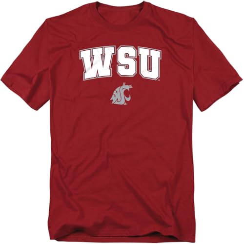 Washington State University Arch Logo Unisex Adult T Shirt, Cardinal, Medium
