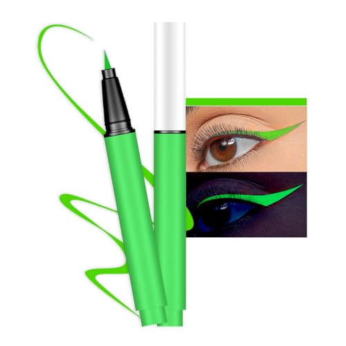 evpct Colorful UV Neon Liquid Eyeliner Pencil Pen, Rainbow Halloween Matte Colored Eyeliners Pencil Glow in Dark, Waterproof Long Lasting Highpigmented Delineador ojos lÃquido de neón 03# dark green