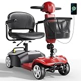 DAHAIY Mobility Scooter for Seniors Foldable Mobility Scooters, 4 Wheel Lightweight Mobility Scooters for Adults, Mobility Scooter with Seat, Folding Travel Motorized Scooter-red