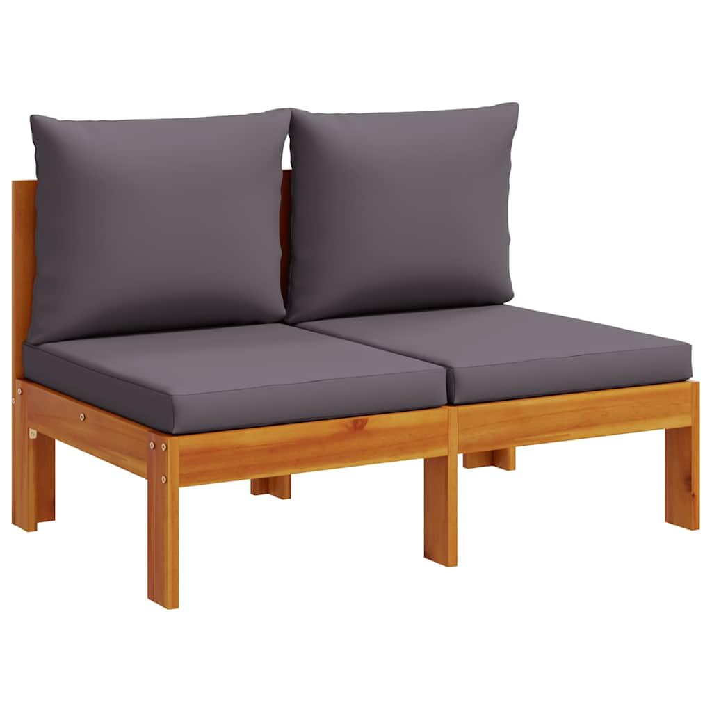 vidaXL Canapé de Jardin sans accoudoirs Coussins 2 Places Bois Acacia, canapé d'extérieur, Causeuse de Jardin, canapé de Jardin Deux Places