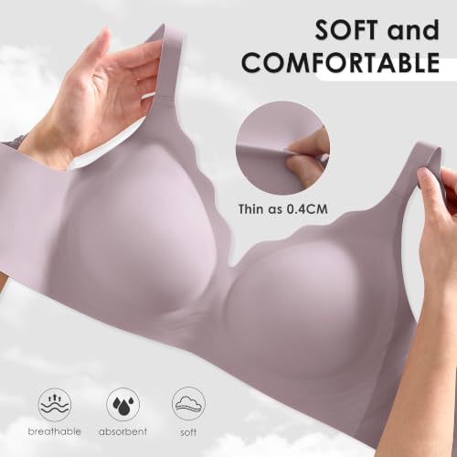Image of Seamless Wireless Bra for Women with Support - No Underwire Full Coverage Push Up Comfort Bras - Back Fat Smoothing Bralette