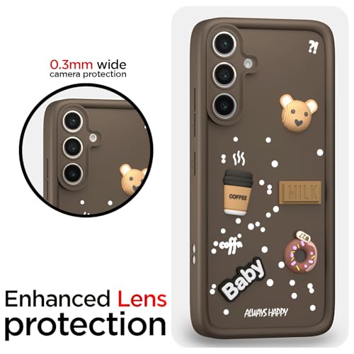 Image of Pikkme Back Cover for Samsung Galaxy S24 FE 5G | 3D Cartoon Silicone Case Cute & Fun Full Protective Bumper Cover (Brown)