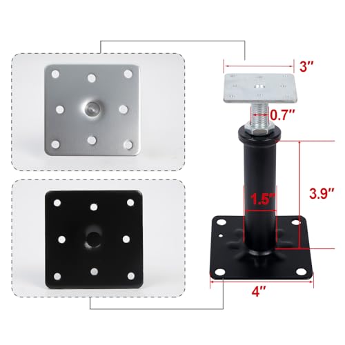 Image of 4-Pack House Floor Jacks, 5-8 Inch Adjustable Steel Posts, Black
