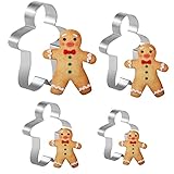 4 pezzi formine biscotti natale, stampi biscotti natale in acciaio inox, formina omino pan di zenzero stampini biscotti per bambini diy natale festa pasticceria sandwich cioccolato