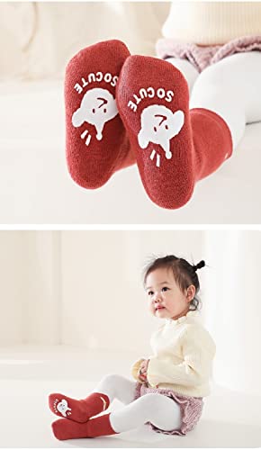 Baby Non-skid Grip Socks Toddler Socks Warm Thick Anti Skid Slipper Crew Socks for Girls Boys Newborn Infant 6 Pairs2