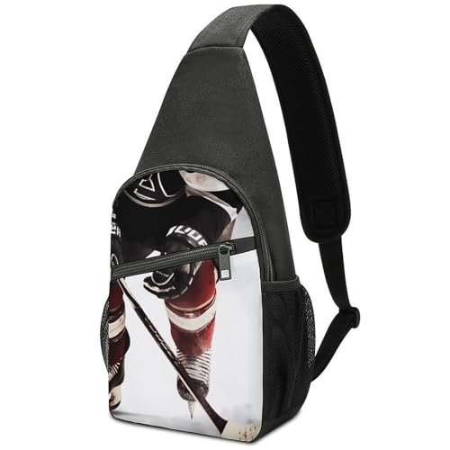 Bolso tipo sling pequeño para hombre y mujer patrón hockey miniatura 1