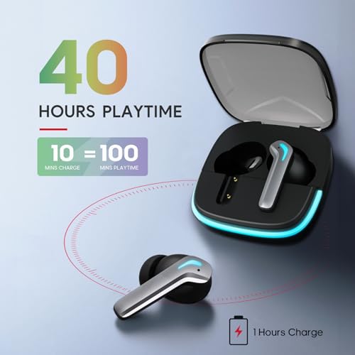 Image of iFAST IF-400 True Wireless Stereo Gaming Earbuds, Quad Mic ENC for Clear Calls, Bluetooth 5.4, Low Latency Gaming, RGB LED, Type-C Fast Charge, 5H /40H Playtime, IPX5 | Black