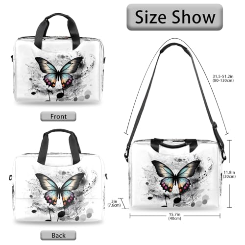 Maletín para laptop 15.6 pulgadas negro con diseño mariposa miniatura 6