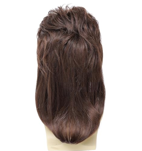 Image of Men's Mullet Wig 70s 80s Retro Brown Cosplay Wig for Halloween Party Fancy Dress Costume Accessory (Medium Brown)