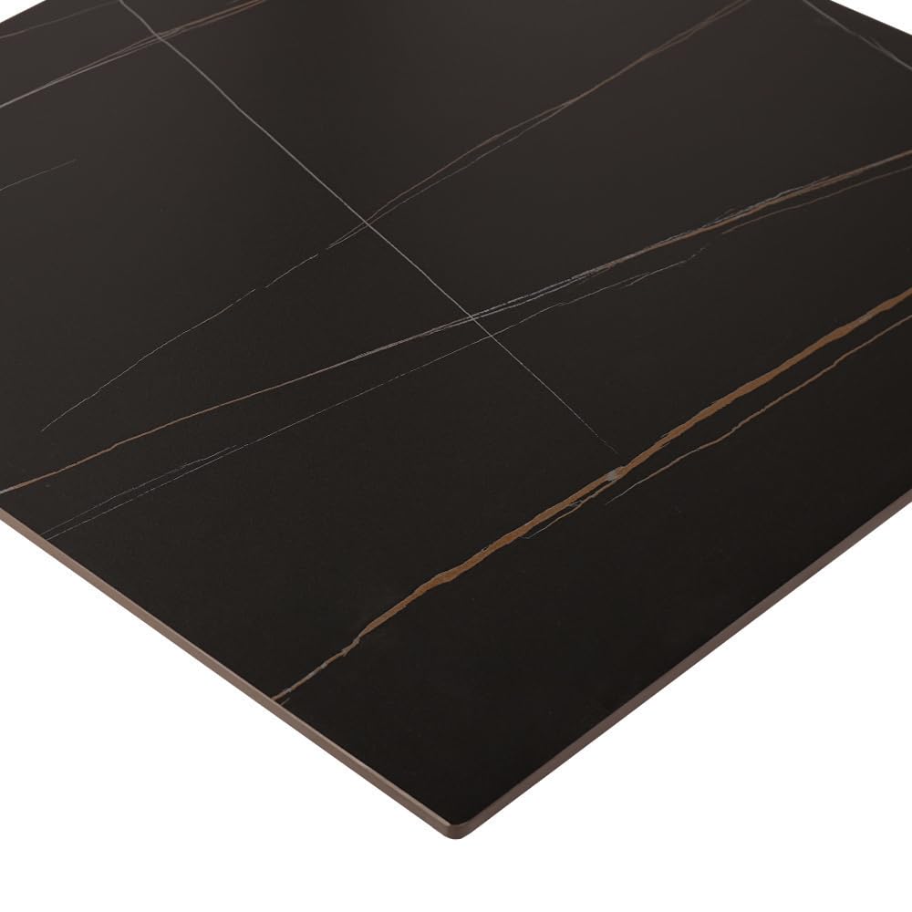 Liberoshopping Tavolo da bar, pub ristoranti con base nera H75 e piano per esterno quadrato 80x80 cm in pietra sintetizzata (Marmo Nero)