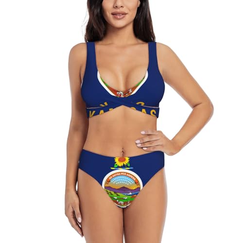Bikini 2 pièces Kansas State Flag pour femmes ensemble de bain séchage rapide