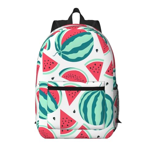 Sac à dos noir multi-poches avec motifs pastèque, confort et grand format