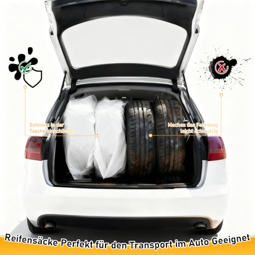 Reifensäcke 4er Set,Reifentüten bis 22 Zoll,Reifensack Schützen Verschleiß und Ihren Kofferraum vor Schmutz,Reifen Tüten für den Reifenwechsel,Transport und Lagerung