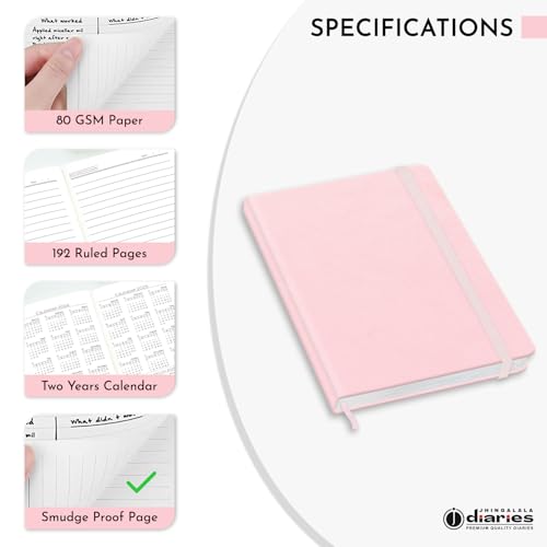 Image of Jhingalala Diaries - Hardbound Leather Cover Pocket Size Corporate Executive Diary Notebook I Pocket Diary For Men and Women I A6 Size I 80gsm Paper I 192 Ruled Pages (Light Pink)