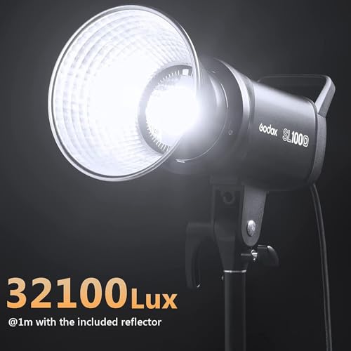 Image of Godox SL100D 100W Daylight LED Video Light - 32,100Lux@1M, 5600K, CRI 96+, Bowens Mount LED Continuous Light, 8 FX, App Control, Silent Studio Lighting for Video Recording, Photography, Live Streaming