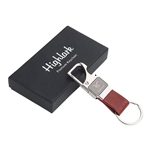 Image of Heavy Duty Metal Carabiner Keychain with Leather Strap for Men & Women | Premium Belt Clip Key Holder | Secure Spring Lock Key Ring for Car, Bike & Office Keys