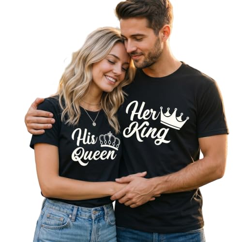 Image of Anniversary Matching Shirts, for Couple, Heart Design T-Shirt Set, Wedding Present, Honeymoon Outfit