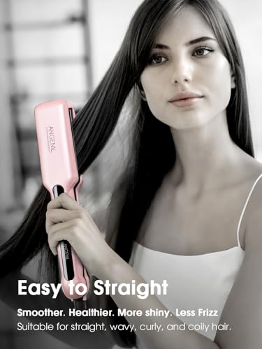 Image of ANGENIL Straighteners Curls and Straightening, 4.1 cm Wide Plates, Hair Straightener, Straightener, Ceramic Ion Technology, 150 C - 230 C, Dual Tension, Heat Protection Mat for Straighteners Bag
