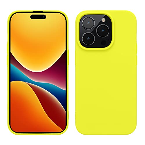kwmobile Funda para iPhone 14 Pro Carcasa - Case de TPU y Silicona Ultrafino para Smartphone - Protector antigolpes con Bordes elevados para móvil - Apto para Carga inalámbrica - Amarillo limón