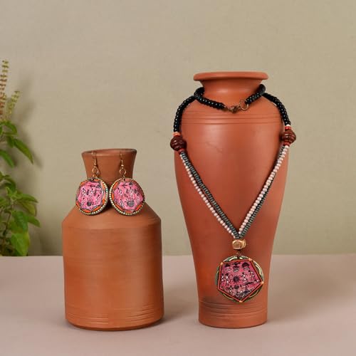 Image of AAKRITI ART CREATIONS Handcrafted Women's Jewelry Set - Elegant Ethnic Necklace and Earrings, Statement Fashion Accessories for Parties & Festivals