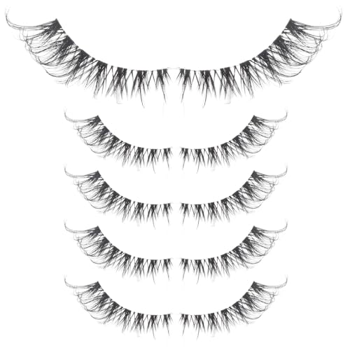 GAROZATION 5 Pares de Pestañas Postizas sin Residuos Excesivos de Adhesivo Negras Clásicas y Ligeras, Cómodas de Usar para Maquillaje Diario y Uso en Escenario