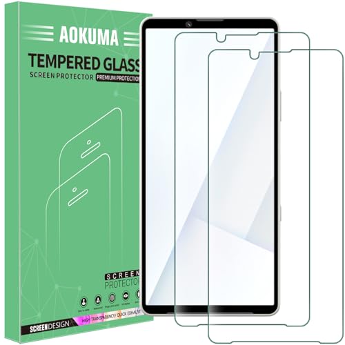 AOKUMA Protector de Pantalla para Sony Xperia 10 VII, [2 Unidades] Cristal Templado para Sony Xperia 10 VII Fácil Instalación, Vidrio templado 9H,Sin Burbujas, Alta Definicion,Anti-Arañazos