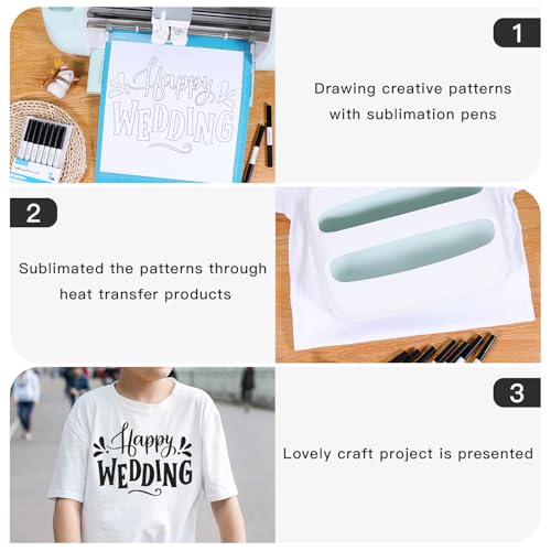 Image of REALIKE Dual Tip Infusible Pens Compatible with Cricut Maker 3 /Maker 4 /Maker /Explore 3 /4 /5 /Air 2 /Air, Black Pens Set of 7 Pack Sublimation Markers for Cricut Mug Press /Heat Press (0.4 Tip & 1.0 Tip)