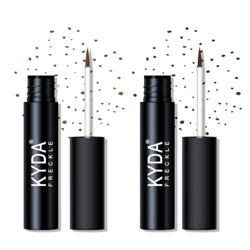 KYDA 2PCS Liquid Freckle Makeup Pen,Water Resistant Faux Freckle, Natural Looking Buildable Long Lasting Faux Freckles,Soft Dot Sopt Pen Magic for All Skin Tones
