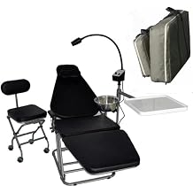 REEHUT USA Dynamic Portable Black Chair with Doctors Chair with LED Operating Exam Light with Instrument Tray and Carry Bag