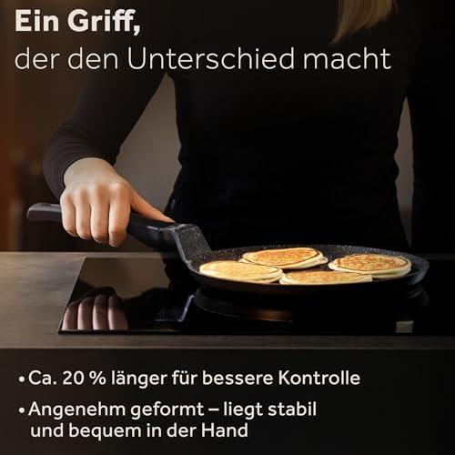 ZWIEGER Crepe Pfanne mit Teighelfer – Beschichtete Pancake Pfanne Induktion 26 cm, Spülmaschinenfeste Pfannkuchenpfanne – Vollflächiger Edelstahlboden, für alle Herdarten geeignet – PFOA- & PFOS-frei 6