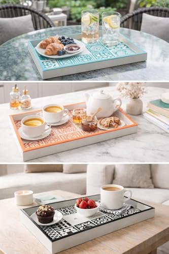 Image of Premium Wooden Serving Tray Set of 3 | Ethnic Indian Art Printed Tea, Coffee & Snack Trays | Decorative Multipurpose Home & Kitchen Serving Tray (A-01)