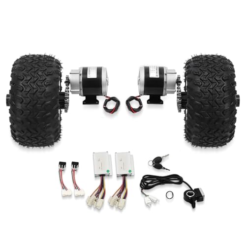 Electric Cart Conversion Kit, 24V 250W 10 Inch Wheels Electric Motor Set with Controller and Thumb...
