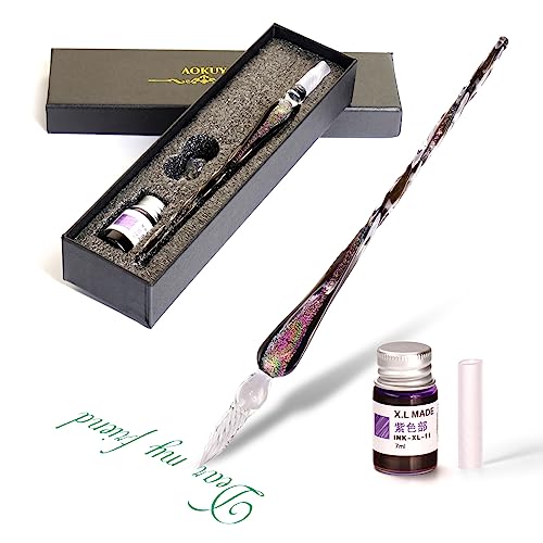 Stylo à encre en verre violet pour calligraphie et écriture de style