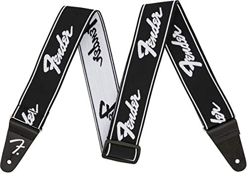 Fender WeightLess Sangle de guitare avec logo de course Noir/blanc 5,1 cm - Les Beatles, Paul McCartney, John Lennon, RIngo Starr, George Harrison Fender WeightLess Sangle de guitare avec logo de course Noir/blanc 5,1 cm – Image 4
