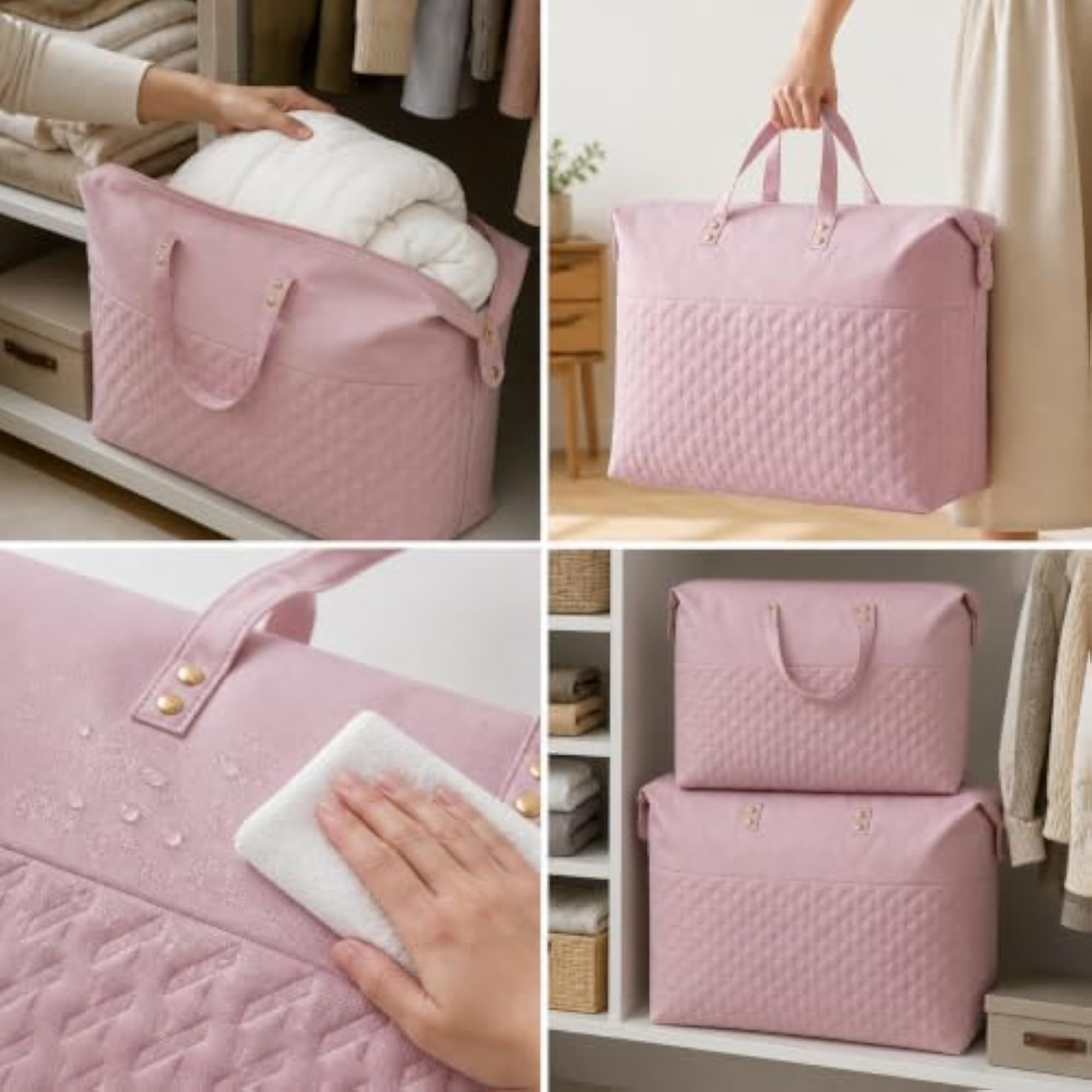 Large Capacity Quilt Storage Bag with Zipper and Handle