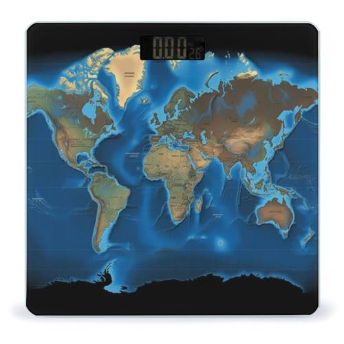 Báscula Digital de Baño con Mapa Mundial Impreso miniatura 1