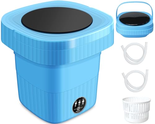 6.5L Portable Washing Machine, Foldable Small Washer, Mini Washing Machine with 3 Modes with Blue Light, Compact Laundry Machine for Apartment, RV, Dormitory, Travel (Green)