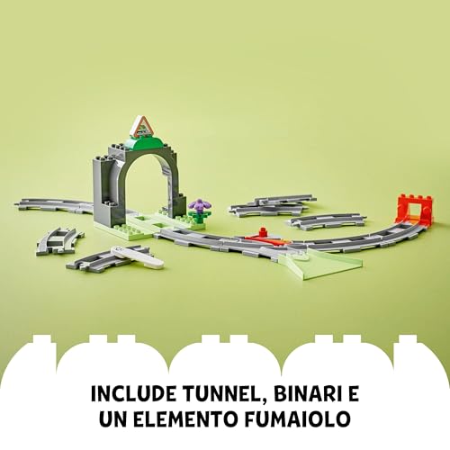 DUPLO Town Pack di Espansione Tunnel e Binari Ferroviari - Gioco Didattico con 10 Pezzi di Rotaie, Scambio a 2 Vie e Mattoncino Interattivo - Regalo per Bambini e Bambine da 2 Anni in su - 10425 - Lego - Immagine 3