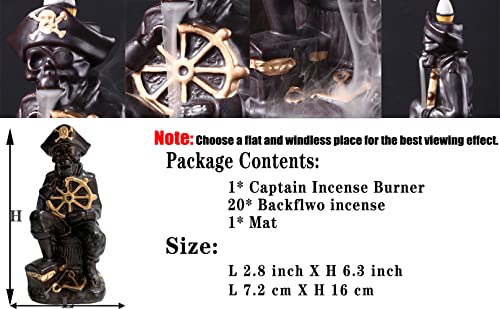 Pirate Captain Backflow Incense Burner With Backflow Incense Cones For Waterfall Incense Holders Home Decor Gift Statue Ornaments #TOP3