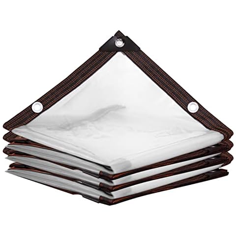 SHUGUANGGUDE Transparent Waterproof Tarpaulin,Heavy Duty Clear Tarp Garden Rainproof Cover,Tear Resistance,with Eyelets,for Covering Garden Plant Greenhouse Camping,1x1m/3.2x3.2ft Cover
